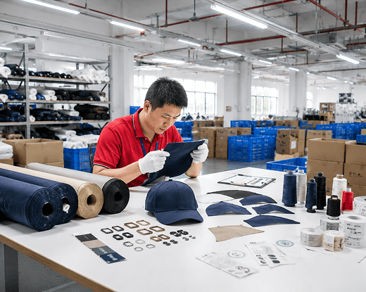 Raw material inspection for custom hats